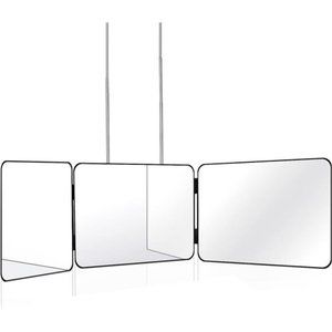 3 Way Mirror for Self Hair Cutting Tools with Height Adjustable 360 Trifold